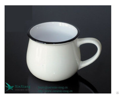 White Ceramic Coffee Mugs With Large Belly And Counter Mouth