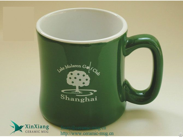 Green Slim Printed Ceramic Coffee Mugs With Handle Manufacturers