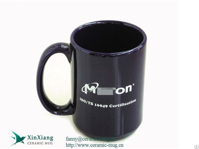 High Blue Shiny Printed Ceramic Coffee Mugs With Logo