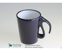 Special Shaped Handle Glazed Ceramic Coffee Mugs