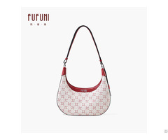 Wholesale Manufacturer Zipper Red Fabric Half Moon Crescent Shoulder Bag