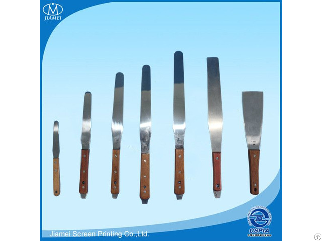 Stainless Steel Spatula With Wooden Handle For Screen Printing