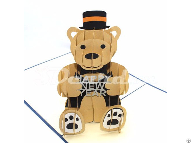 Bear Happy New Year 3d Pop Up Card