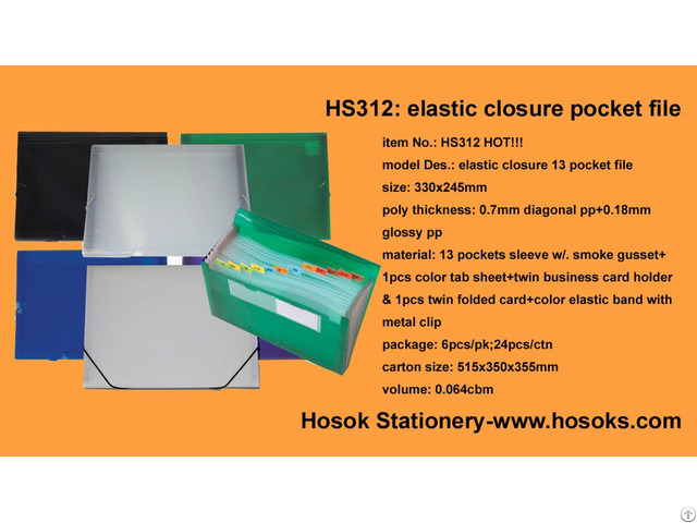 Hs312 Elastic Closure 13 Pocket File