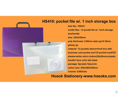 Hs410 13 Pocket File W 1inch Storage Box Handle