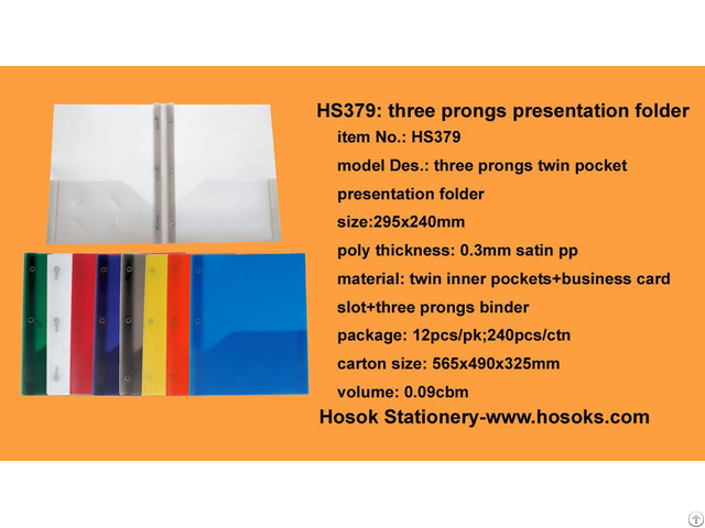 Hs379 Three Prongs Twin Pocket Presentation Folder