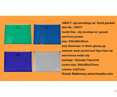 Hs417 Zip Envelope W Gusset And Front Pocket
