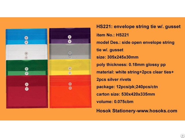 Hs221 Side Open Envelope String Tie W Gusset