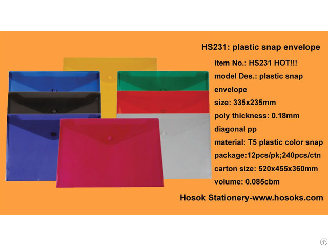 Hs231 Plastic Snap Envelope
