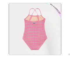 Kids White And Red Lattice Swimsuit