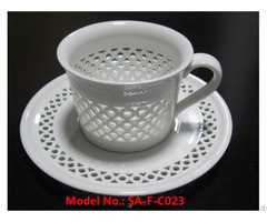 Glowing Porcelain Coffee Tea Cup With Saucer