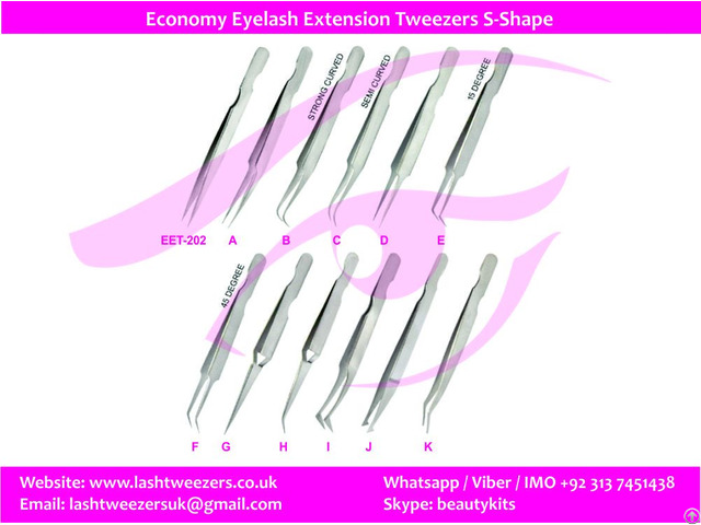 Economy Eyelash Extension Tweezers S Shape