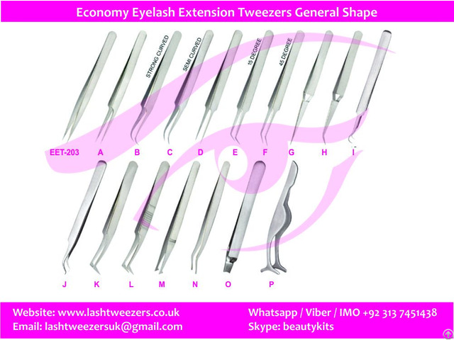 Economy Eyelash Extension Tweezers General Shape