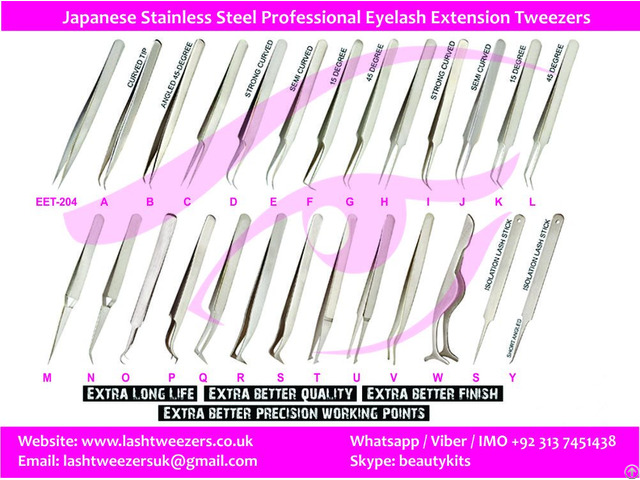 Japanese Stainless Steel Professional Eyelash Extension Tweezers