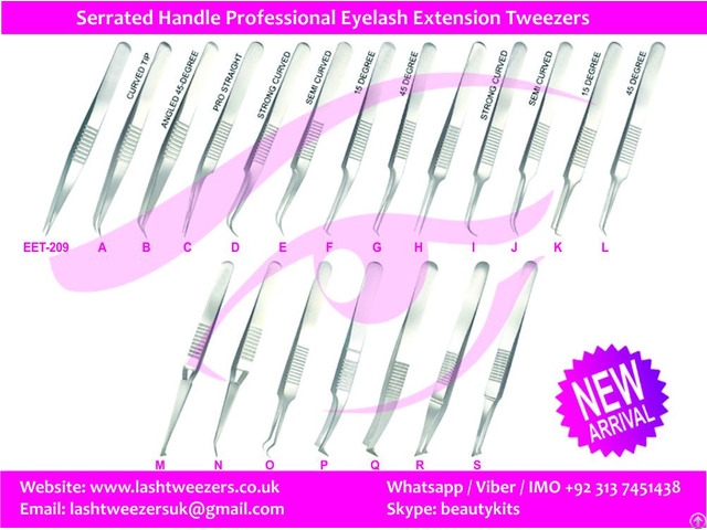 Serrated Handle Professional Eyelash Extension Tweezers