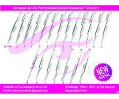 Serrated Handle Professional Eyelash Extension Tweezers