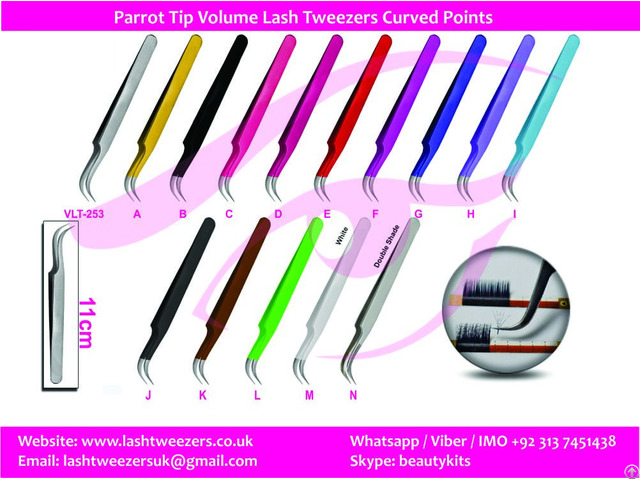 Parrot Tip Volume Lash Tweezers Curved Points