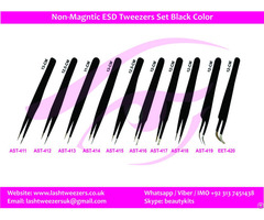 Non Magntic Esd Tweezers Set Black Color
