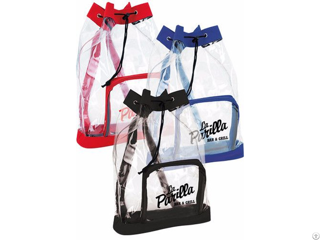 Promotional Transparent Backpack Portable Travel Drawstring Pouch Storage Bag