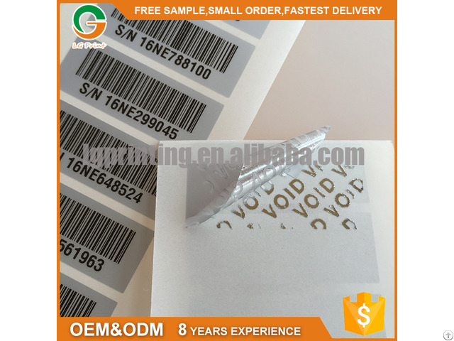 Qr Barcode 3d Laser Void Anti Fake Label