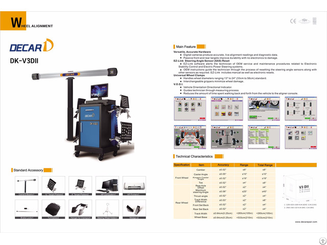 Hot Selling Dk V3dii 3d Wheel Aligner Adaptive To John Bean System With Ce Approval