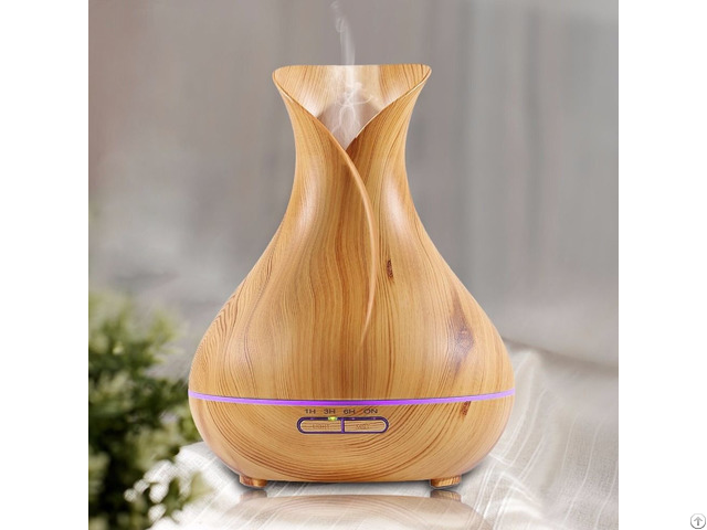 Wood Grian Finish Vase Ultrasonic Aromatherapy Essential Oil Diffuser