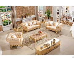 Italian Style Gold Leather Sofa For Livingroom