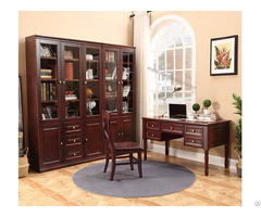 American Country Glass Door Bookcase With Drawer Design