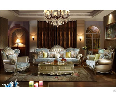 French New Classical Fabric And Leather Combination Sofa