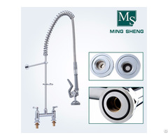 High Quality Deck Mount Dual Handle Kitchen Pre Rinse Mixer Tap Ms 5804a
