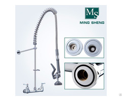 Factory Direct Wall Mounted Centerset Dual Handle Pre Rinse Unit With Pull Out Spray Ms 5803a