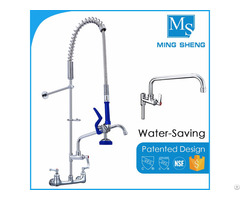 Chrome Plated Wall Mounted Kitchen Pre Rinse Unit Water Tap With Add On Faucet