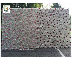 Uvg Pink Rose Artificial Flower Wall In Silk Flowers Head For Wedding Backdrop Decorations