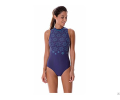 Women S Printed High Neck Maillot Athletic Training One Piece Swimsuit