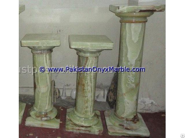 Green Onyx Columns Handcraved Pillars Carved Top