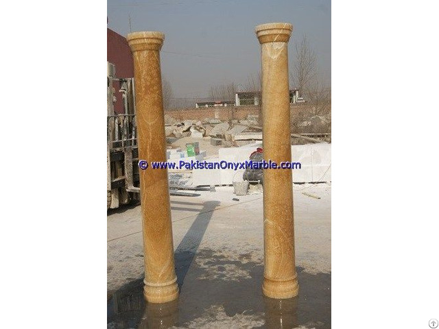 Honey Onyx Columns Handcraved Pillars Carved Top