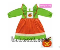 Lovely Pumpkin Smocked Dress Bb318