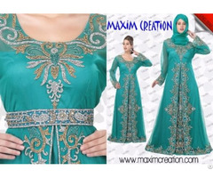 New Fancy Islamic Arabian Party Wear Kaftan Dress