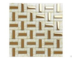 Crystal Glass Tiles Gold Plated Tile Kitchen Wall Backsplash Strip Pattern Decor