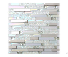 Iridescent Diamond Kitchen Counter Backsplash Silver Stainless Steel Glass Tiles