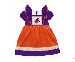 Beautiful Pumpkin With Witch Hat Smocked Dresses Bb337