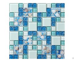 Sea Blue Glass Shell Resin Chips Beach Style Green Aqua Crackle Crystal Mosaic Wall Decor