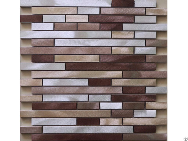 Brushed Aluminum Mosaic Tiles Interlocking Wall Backsplash Tile Kitchen Bathroom