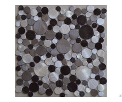 Brushed Aluminum Mosaic Tiles 3d Penny Round Black Silver Wall Backsplash Tile Kitchen