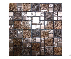 Wave Mosaic Resin Flower Tile Brown Brick Tiles Clear Glass Random Patterns