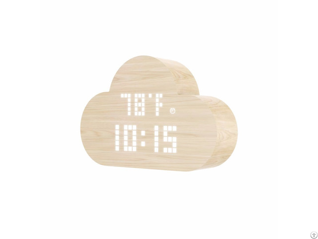 Cloud Shape Alarm Wood Digital Clock For House Decorate