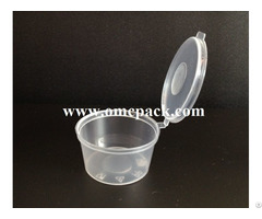 1oz Plastic Sauce Container With Hinged Lid