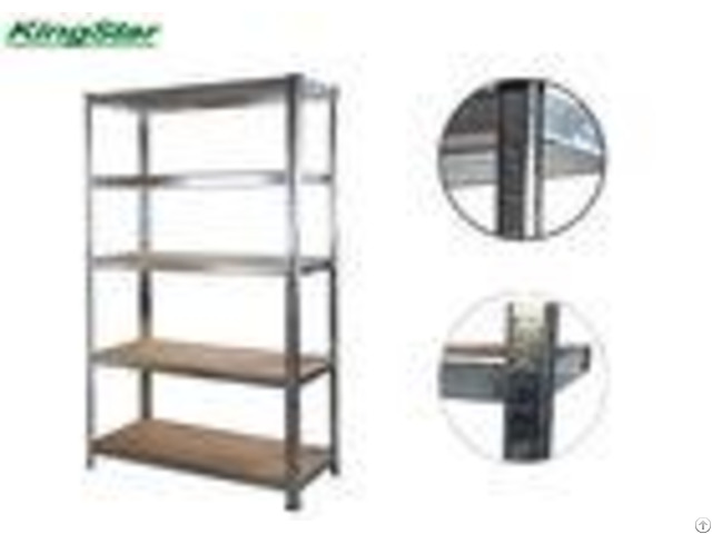 Galvanized 5 Tier Boltless Shelving Cramped Edge Upright With Mdf Board 175kg Capa