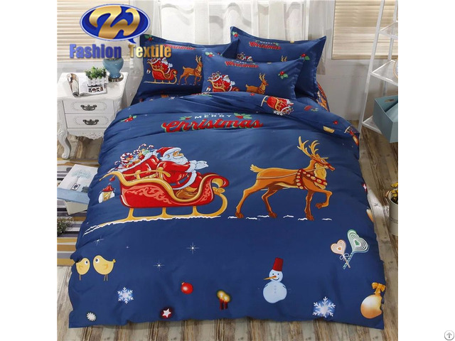 Attractive American Size Bed Sheet 3d Cotton Christmas Digital Print Bedding Sets