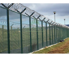 High Security Fence With Razor And Barbed Wire